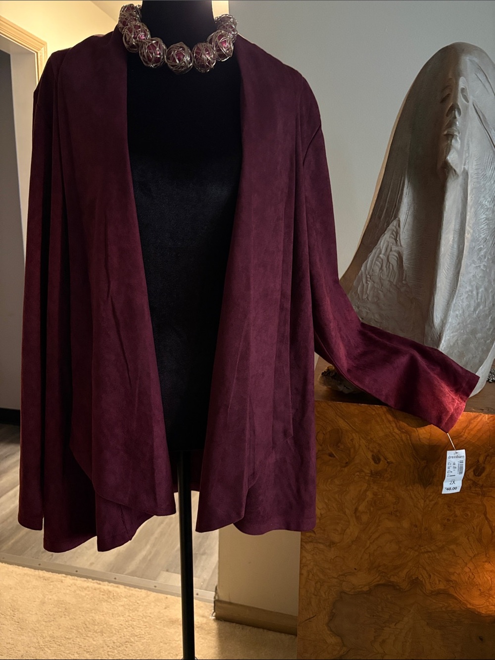 BlankNYC Cloud Nine Merlot Suede Open Front Blazer